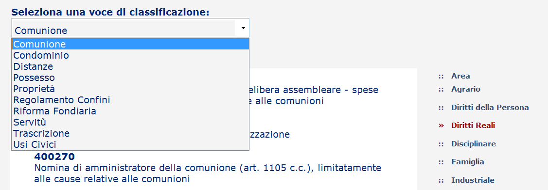 5 La ricognizione e individuazione delle singole voci può essere compiuta anche attraverso il sito internet della Corte di Cassazione (www.cortedicassazione.