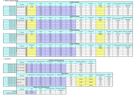 Figura 3: Foglio Calcolo EE ; tabella 3 - tabella 4 6. Energia Inglobata -Tipica pratica costruttiva Selezionare dal menù a tendina il tipo di progetto valutato. 7.