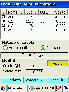 8. Comparirà la fig. 98 fig. 98 9. mettere l asta in bolla e rilevare il punto premendo il tasto Inizio o il tasto (N.B. controllare che sia impostata media a epoche) 10.