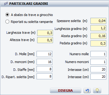 PARTICOLARI GRADINI L area dedicata al disegno delle armature si presenta nel seguente modo: Sono