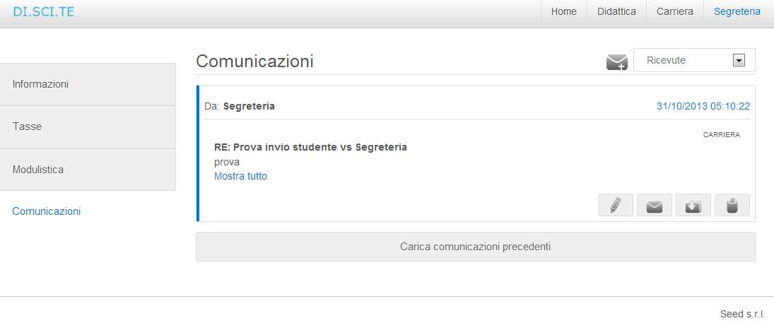 PPS COMUNICAZIONI Area dedicata alle Comunicazioni ricevute dalla Segreteria (Avvisi e Risposte alle