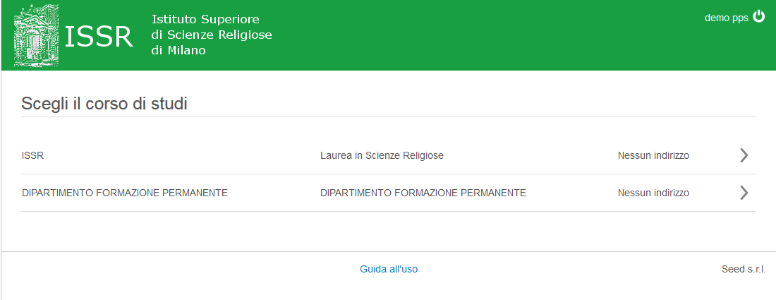 PPS Login Per gli studenti iscritti a più corsi di studio (anche quelli già conclusi) è necessario selezionarne uno cliccando sul nome che interessa.