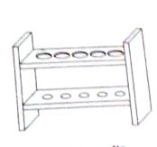 8 di 11 Spruzzetta E in plastica, generalmente contiene acqua distillata o deionizzata. Porta provette Può essere in legno, metallo o plastica.