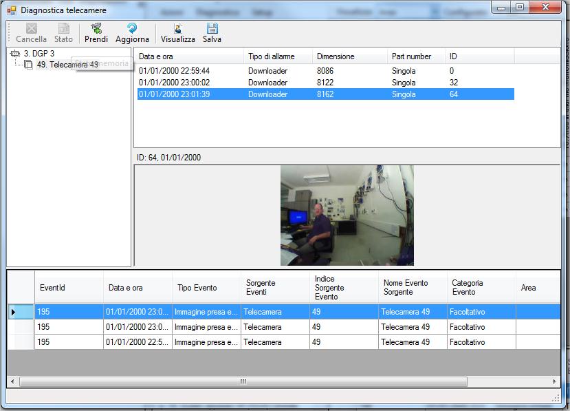 ATS8500 Diagnostica e gestione Comandi disponibili: - Visualizzare tutte le immagini dell ATS1238 - Salvare immagini -