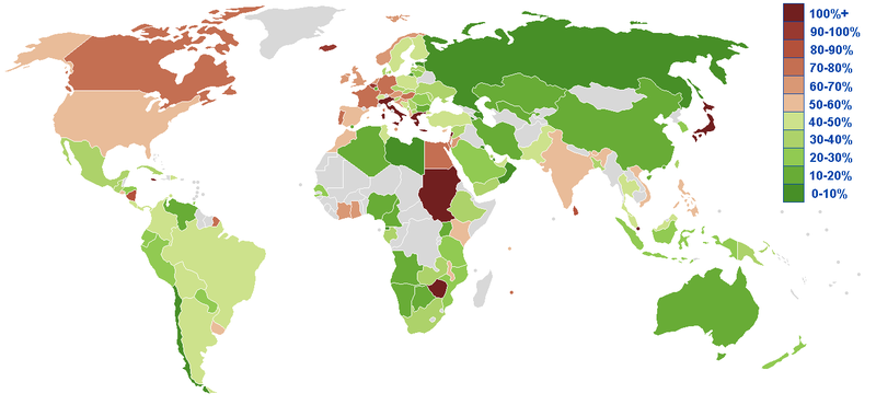 Debito pubblico rispetto al PIL (2009) Come