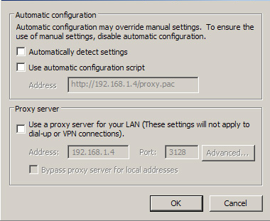 Comandi utente Fase 7: appare la finestra di dialogo Local Area Network (LAN) Setting (Impostazioni rete locale (LAN)).