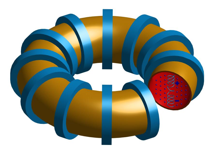 Principio di confinamento magnetico CAMPO MAGNETICO TOROIDALE bobina deriva delle particelle Nei tokamak il plasma è confinato in una struttura