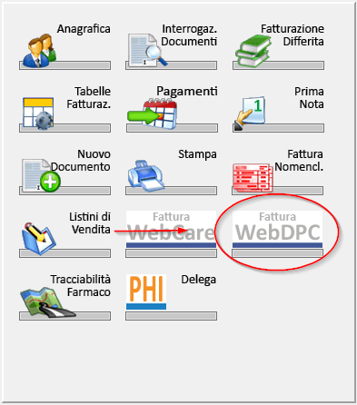 1. SCARICO FATTURA WEBDPC Dalla piattaforma del WebDPC contabilizzare le ricette DPC attraverso il pulsante Fatturazione Ricette.