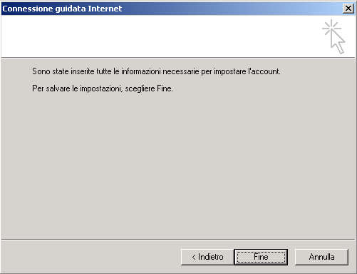 Nota: Il programma non è in grado di verificare la correttezza delle informazioni da voi inserite al momento della configurazione del sistema.