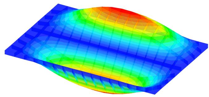 La Fig. 9 mostra la configurazione deformata del modello FEM in una simulazione della prova di carico statica.