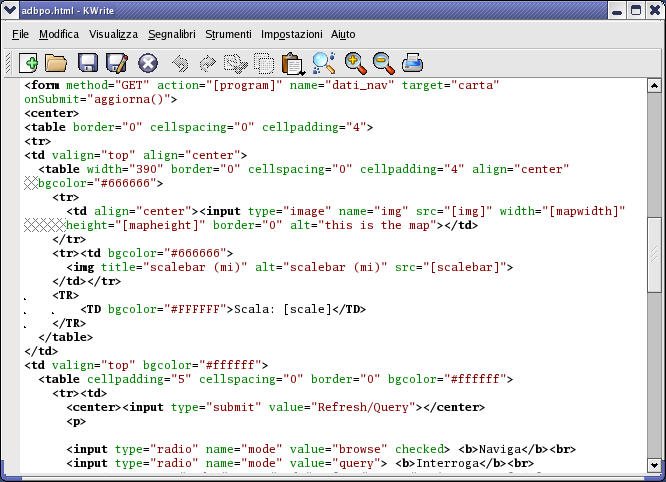 MapServer - TemplateFile struttura base per la generazione delle pagine di navigazione normale codice HTML + definizione delle variabili : [nome variabile] MapServer CGI genererà