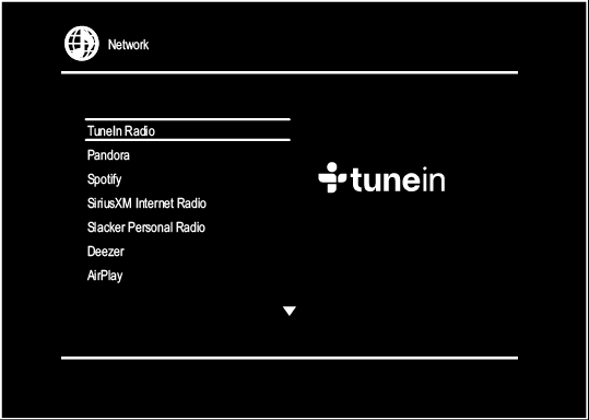 2. Servendosi dei cursori sul telecomando, selezionare "SiriusXM Internet Radio", quindi premere ENTER. 3. Selezionare "Sign In" e premere ENTER.