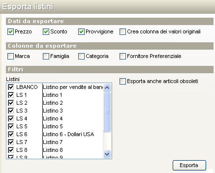 6.3 Aggiornamento Listini con MS Excel La funzione di import/export listini avanzati attraverso l utilizzo di Excel, attivabile dalla griglia delle revisioni, è stata spostata dentro il wizard di