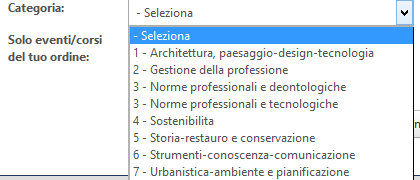 Categoria Selezionare la categoria tra quelle elencate Eventi del TUO Ordine IMPORTANTE: