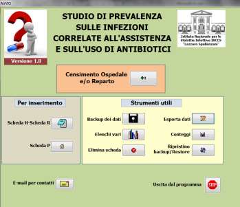 Alla fine di tali operazioni, si aprirà la maschera introduttiva contenente una serie di pulsanti che consentiranno l accesso alle varie sezioni del programma, che