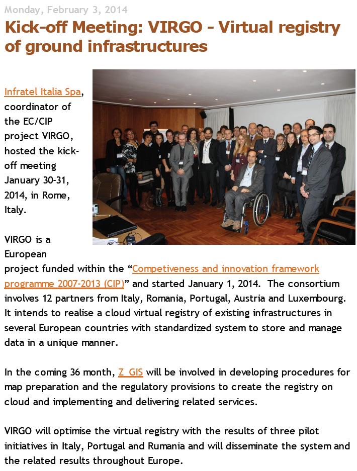 Kick-off Meeting: VIRGO - Virtual registry of ground