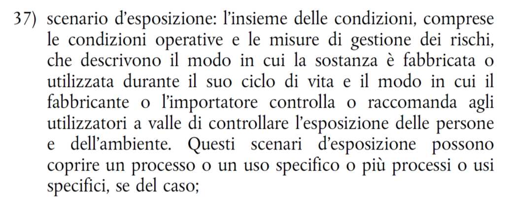 Gli scenari espositivi per le sostanze registrate