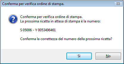 riporta il codice identificativo della successiva (seconda) ricetta che verrà stampata.