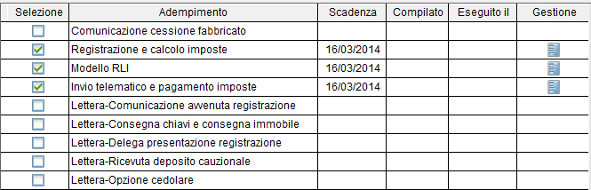 Modello RLI: Gestione operativa All interno della gestione Contratti locazione immobili, nel menu dei singoli eventi, il nuovo modello si attiva per le gestioni con scadenza a partire dal 01/03/2014.