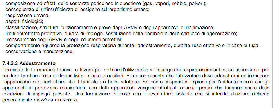 La formazione per A.P.V.R isolato Estratto dal D.M.