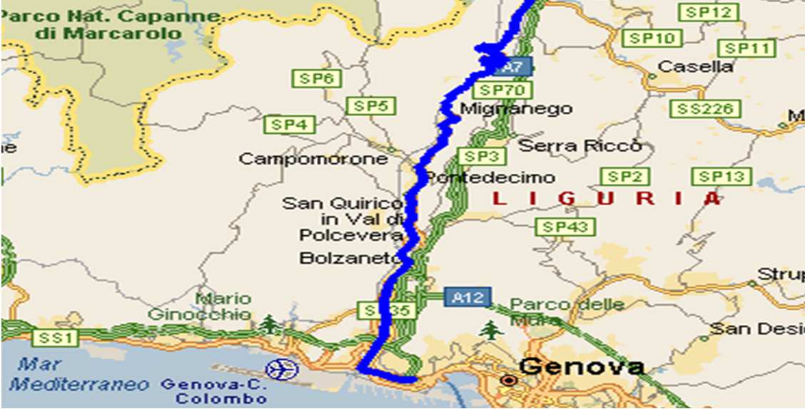 A/7 Milano - Genova tratto Serravalle Scrivia - Genova Uscita: Serravalle Scrivia Entrata:Genova