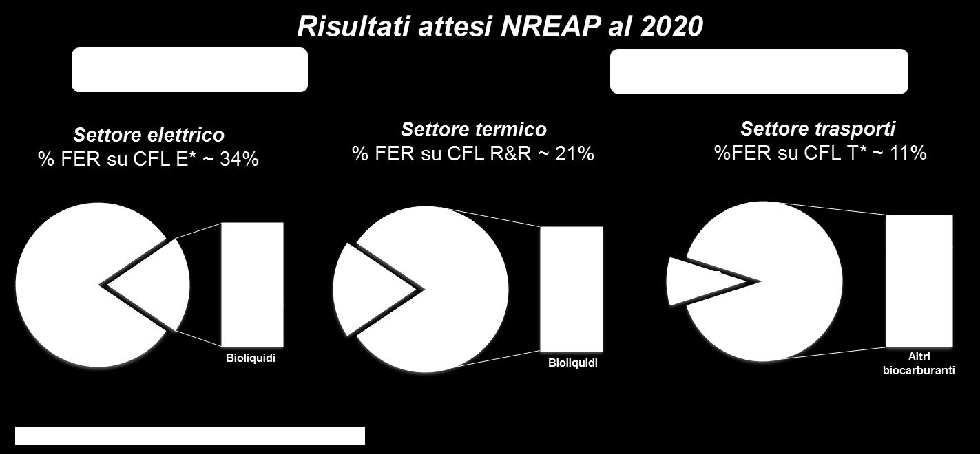 Obiettivi europei: il peso della bioenergia Obiettivi UE al 2020 20% da FER su consumi finali lordi (CFL) obiettivi specifici per Paese ~