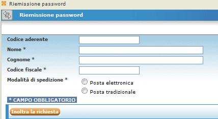 Dopo l accesso alla pagina di ingresso nell area riservata, è sufficiente selezionare Hai dimenticato la password?