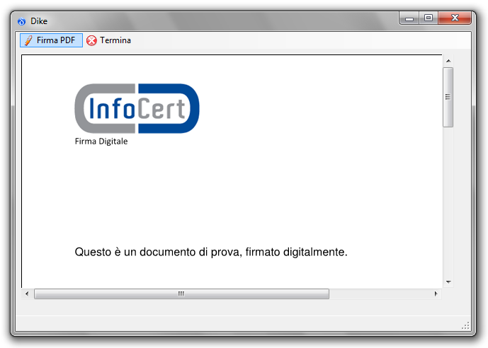 Pagina 14 di 20 Per prima cosa confermerò la mia volontà di firmare con un clic sul pulsante DiKePDF mi proporrà una messaggio con il quale mi viene richiesto di