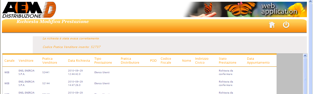 Pagina 179 di 187 Data: 30.10.015 7. Estrazione dati da Nuova prestazione La transazione permette al Venditore l acquisizione in formato informatico dei dati tecnici e commerciali già presenti. 7.1 Dati di base clienti domestici delibera 157/07 e S.