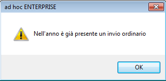 A D H O C R E V O L U T I O N D O C U M E N T A Z I O N E F A S T P A T C H Qualora nell anno indicato sia già presente un file telematico di tipologia invio ordinario e l utente tenti nuovamente di