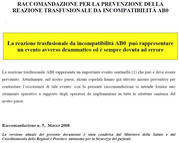 La Raccomandazione ministeriale n.