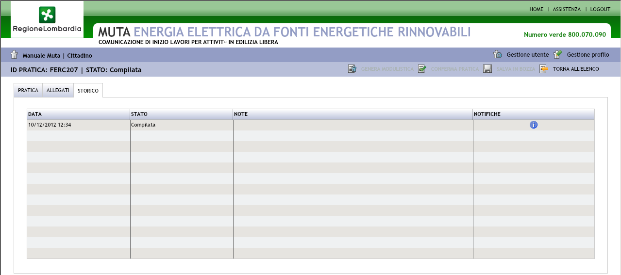 Quando la pratica è stata Confermata il sistema automaticamente trasmette la notifica alla PEC del Comune competente della presenza di una nuova pratica su MUTA.