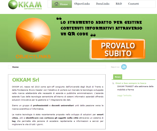 Approvazione protocollo d intesa Mi Muovo Info La Regione Emilia-Romagna ha siglato nel 2013 un protocollo d Intesa con l Azienda OKKAM S.r.l. per l avvio del progetto Mi Muovo Info.