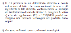 Regolamento CE 1169/2011 Ingredienti alimentari Obbligo