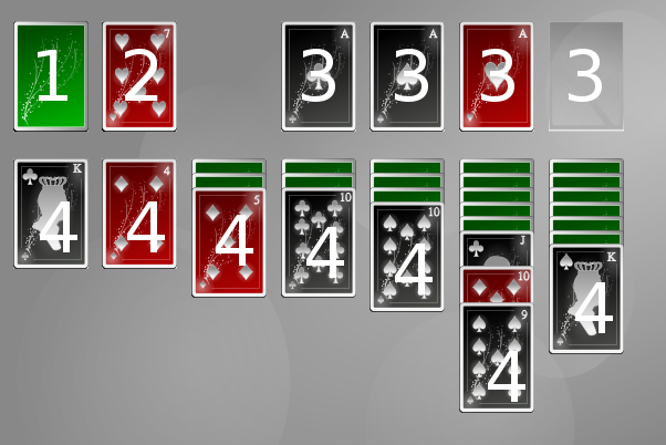 Ci sono solo pochi elementi che caratterizzano un tipico solitario. seguito. Verranno descritti qui di 1. Tallone All inizio di ogni partita tutte le carte del mazzo vengono mischiate.
