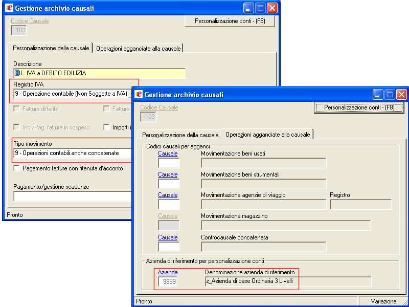 Pagina 2 di 6 la creazione delle seguenti causali contabili: 1.