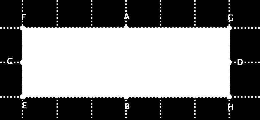 Figura 6: Rombo iscritto in un rettangolo. Trapezio Disegniamo il trapezio come in figura 7. Tracciamo 1 altezza e dividiamo il trapezio in 2 triangoli.