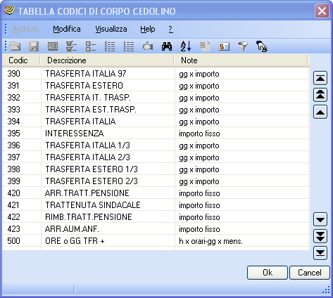 - Tipo campo con il seguente help di campo : - Codice corpo con il seguente help di campo : - Campo con