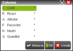 N = solo i movimenti con il flag Indicatore CdG impostato ad N = tutti i movimenti, indipendentemente dal valore del flag Indicatore CdG LIVELLO RAGGRUP.