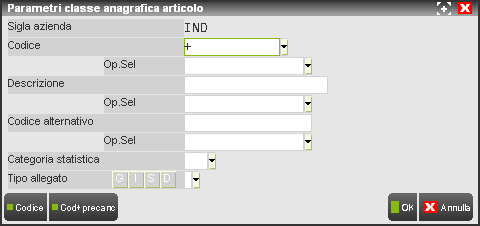 SIGLA AZIENDA Azienda in cui è stata effettuata associazione tra gli articli/prestazioni ed i documenti che si vogliono ricercare.