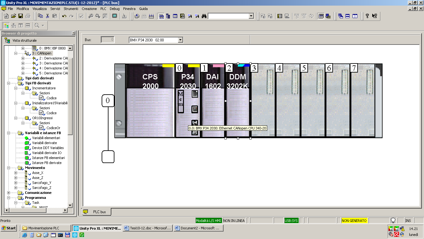 2.4 Creazione del programma Nelle specifiche di progetto imposte dal responsabile SPES c era quella di utilizzare un plc Schneider Modicum-340.