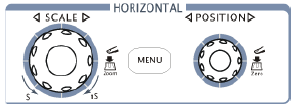 OSCILLOSCOPIO DIGITALE DS1000B RIGOL Impostazione della posizione orizzontale Nella figura 1-10 sono mostrati i controlli dell area HORIZONTAL: il pulsante MENU, e la manopola.