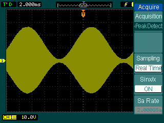 RIGOL To reduce the displayed random noise, select the Average Acquisition. This mode would make the screen refresh slower. To Avoid signal aliasing, select Peak Detect Acquisition.