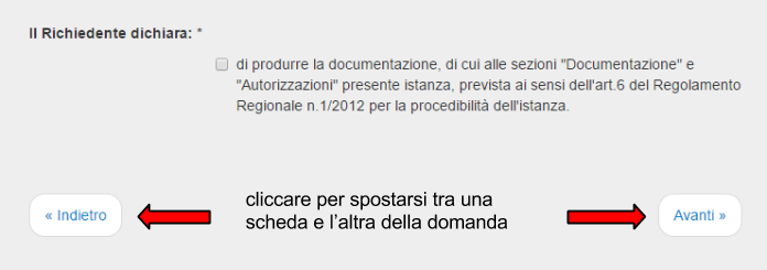 Normalmente l inserimento della pratica inzia dall accettazione dell informativa sulla privacy. In questa scheda basta abilitare il flag per presa visione posto in fondo al testo.