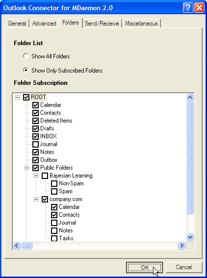 Utilizzo di MS Outlook Una volta creato il profilo, aprire MS Outlook assicurandosi di utilizzare il profilo di Outlook Connector for MDaemon appena creato.