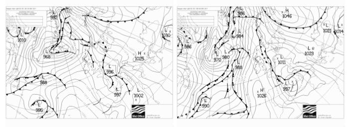 novembre (Figura 4.3) era ancora ben evidente la presenza del jet e la saccatura sempre più approfondita indicava la probabile formazione di un cut off low.