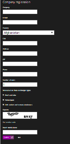 Once you selected the registration mode, click on Confirm. The following page will be displayed: Fig.3 Registration page: company data.