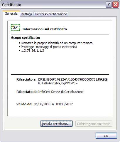 7.2 Verifica i certificati digitali di Business Key Lite La voce Verifica i certificati digitali di Business Key Lite consente di visualizzare i certificati e le relative