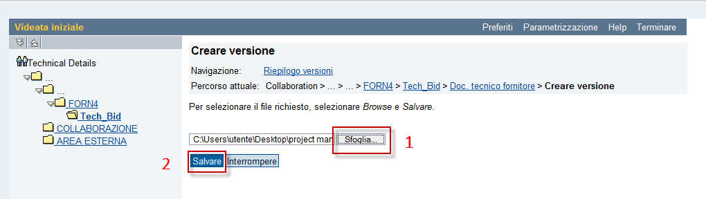 Assegnazione nome al file da caricare 6.