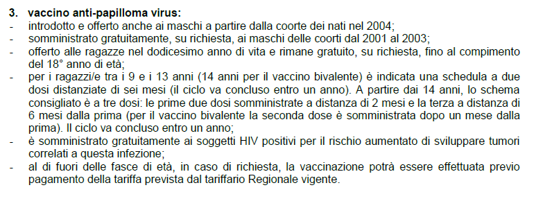 Calendario vaccinale della Regione Veneto (DGRV